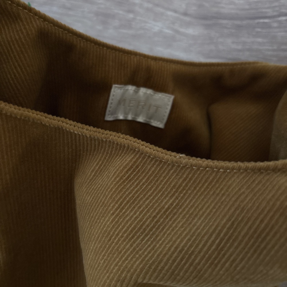 Merit Beauty Ochre Yellow Corduroy Tote Bag Small Hobo Minimalist NEW - Picture 3 of 7